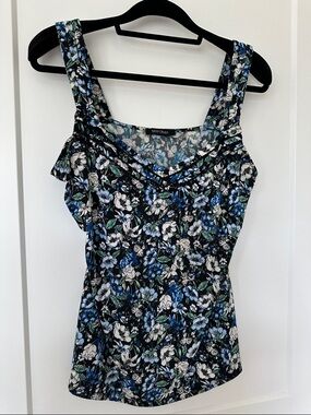 WHBM Floral Ruffle Strap Tank Top/Camisole/ Shirt